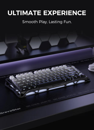 GravaStar Mercury K1 75% Wireless Mechanical Gaming Keyboard, Aluminum Alloy, Gasket Compact Custom Keyboard Hot-Swap Socket, Linear Switches, RGB Backlit - Gradient Black