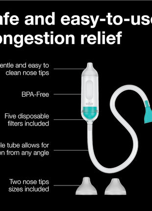 Braun Manual Nasal Aspirator - Mucus Remover, Blocked Nose Relief, Manual Suction Power, 2 Nose Tip Sizes, Newborn, Baby, and Child Friendly, Dishwasher Safe, FSA and HSA Eligible