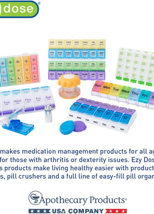 Ezy Dose Weekly (7-Day) Pill Organizer, Large Medicine Planner, Black | Compact Daily Vitamin & Supplement Medicine Case, Pop Up Compartments, Convenient and Easy to Use, Travel-Friendly, BPA-Free