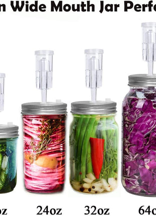 Fermentation Lids, 6 Set Fermentation Kit for Wide Mouth Jars, 6 Stainless Steel Fermenting Lids with 6 Silicone Grommets, 6 Airlocks, 6 Silicone Rings(Jars Not Included)