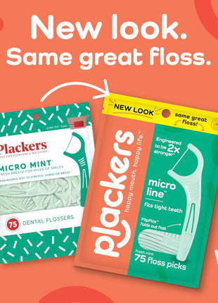 Plackers Micro Line Dental Floss Picks, Fold Out FlipPick, Tuffloss, Easy Storage with Sure Zip Seal, Fresh Mint Flavor, 300 Count