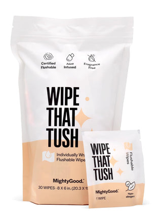 Wipe That Tush On-The-Go Flushable Wipes, 1 Pack of 30, Fragrance Free