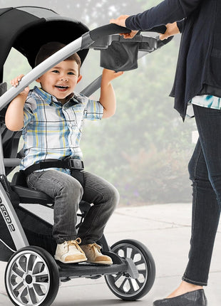 Chicco BravoFor2 Double Stroller for Infant and Toddler, Sit or Stand | Iron/Black, baby stroller with 5-point harness, Chicco car seat compatible, toddler standing platform, one-hand fold