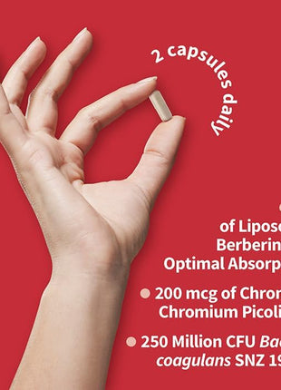 Garden of Life Liposomal Berberine and Chromium Picolinate for Already Healthy Blood Sugar, Glucose Metabolism and Cholesterol with Probiotics for Easy Digestion, Non GMO, Gluten Free, 30 Servings