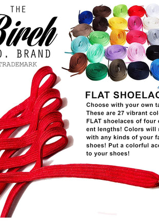 Birch Shoelaces in 27 Colors Flat 5/16 inch Shoe Laces in 4 Different Lengths (45.5 inch (115cm), Black)