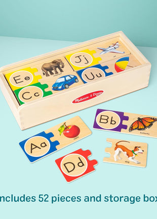Melissa & Doug Self-Correcting Alphabet Wooden Puzzles with Storage Box (52 pcs) ABC Puzzles, Wooden Alphabet Puzzle for Kids Ages 4+