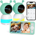 Boifun 2K Wifi Baby Monitor with 2 Cameras, Soothing Night Light, APP & 5inch Split-screen Control, Motion/Cries/Noise/Customizable Alarm Zones Detect, Auto Tracking, PTZ, Humidity&Temperature Monitoring