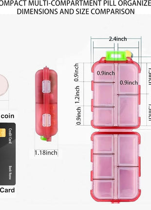 Pill Organizer with Medicine Labels Travel Daily Pill Container Mini Medication Organizer Storage Pill Organizer Travel Essentials Pill Case 7 Day (Pink & 161 Lables)