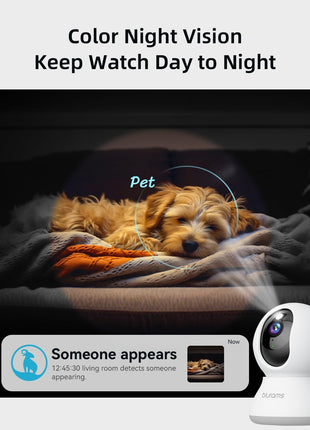 Security Camera 2K, blurams Baby Monitor Dog Camera 360-degree for Home Security w/Smart Motion Tracking, Phone App, IR Night Vision, Siren, Works with Alexa & Google Assistant & IFTTT, 2-Way Audio