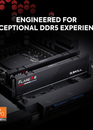 G.SKILL Flare X5 Series DDR5 RAM (AMD EXPO) 64GB (2x32GB) 6000MT/s CL30-40-40-96 1.40V Desktop Computer Memory U-DIMM - Matte Black (F5-6000J3040G32GX2-FX5)