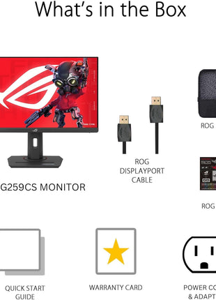 ASUS ROG Strix 24.5" 1080P USB-C HDR Gaming Monitor (XG259CS) - Full HD, 180Hz, 1ms, Fast IPS, Extreme Low Motion Blur Sync, G-SYNC Compatible, Tripod Socket, DisplayWidget, AI Gaming, 3 yr Warranty