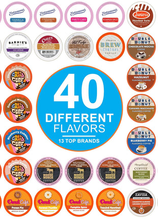 Crazy Cups Flavored Coffee Pods Variety Pack for Keurig K Cups Brewers, Assorted Flavored Coffee Sampler, 40 Count