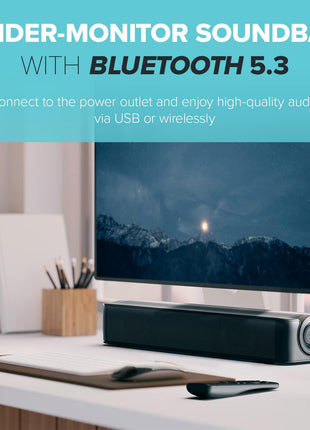 Creative Stage SE 2.0 Bluetooth Sound Bar Speaker - Black - Under Monitor - USB - 1 Pack