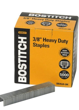 Bostitch Office Heavy Duty Premium Staples, 25-55 Sheets, 0.375 Inch Leg, 5,000 Per Box (SB353/8-5M)