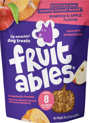 Fruitables Baked Dog Treats, Healthy Pumpkin Treat for Dogs, Low Calorie & Delicious, No Wheat, Corn or Soy, Made in the USA, Pumpkin and Banana Flavor, 7oz