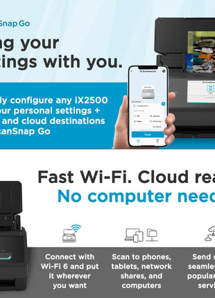 ScanSnap iX2500 Wireless or USB High-Speed Cloud Enabled Document, Photo & Receipt Scanner with Large 5 inch Touchscreen and 100 Page Auto Document Feeder for Mac or PC, Black