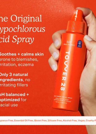 Tower 28 SOS Daily Rescue Facial Spray - Hypochlorous Acid Spray to Help Reduce Redness, Calm Irritation + Alleviate Flare-Ups - Soothing + Purifying Face Toner - Everyday Skin Care Essential (4 oz)