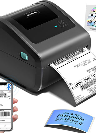 Bluetooth Shipping Label Printer with Built-in Label Bin | D450BT 4x6 Thermal Label Printer for Shipping Packages, Thermal Printers Compatible with Android, iPhone, Windows, macOS, UPS