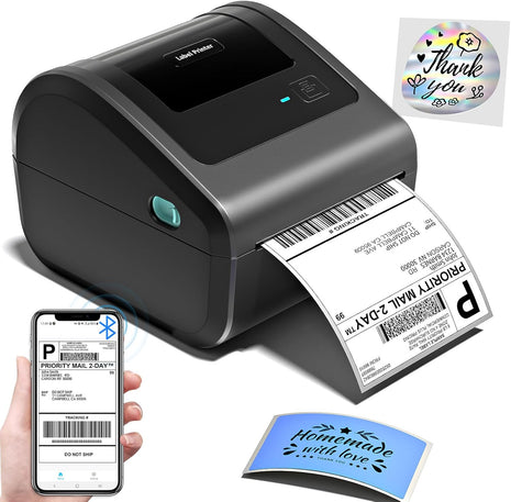 Bluetooth Shipping Label Printer with Built-in Label Bin | D450BT 4x6 Thermal Label Printer for Shipping Packages, Thermal Printers Compatible with Android, iPhone, Windows, macOS, UPS