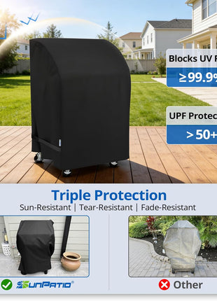 SunPatio 2 Burner Gas Grill Cover 32 inch, Heavy Duty Waterproof Small BBQ Grilling Cover, Compatible for Weber Char-Broil Nexgrill and More Grills with Collapsed Side Tables, All Weather Protection