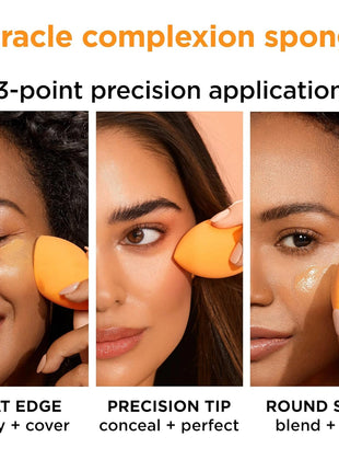 Real Techniques Miracle Complexion Sponge, 4 Pack, Makeup Blending Sponges | Makeup sponges for foundation, 3-point design, foundation applicator, latex-free beauty sponge