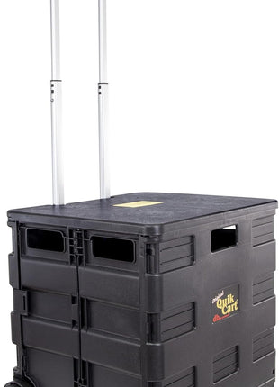 dbest products Quik Cart Collapsible Rolling Crate on Wheels for Teachers Tote Basket 80 lbs Capacity, Made from Heavy Duty Plastic Used as a Seat, Black