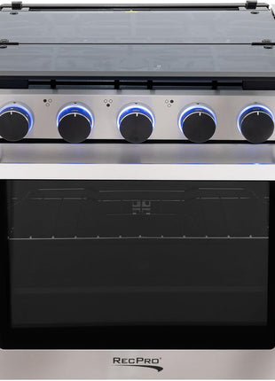 RecPro RV 3-Burner Gas Range, Silver, 1.8 Cu. Ft., No Range Hood