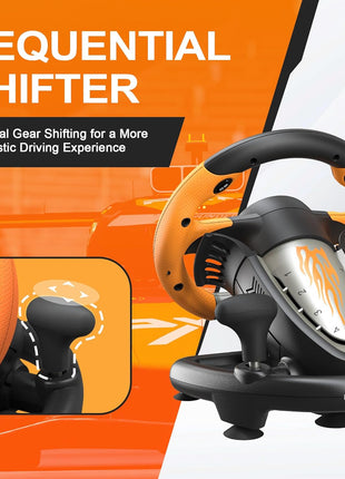 PXN V3 Pro Gaming Steering Wheel with Pedals | Dual Motor Vibration Feedback, Beginner Sim Racing Wheel for PC, PS4, Xbox Series S, Xbox Series X, Xbox One and Switch