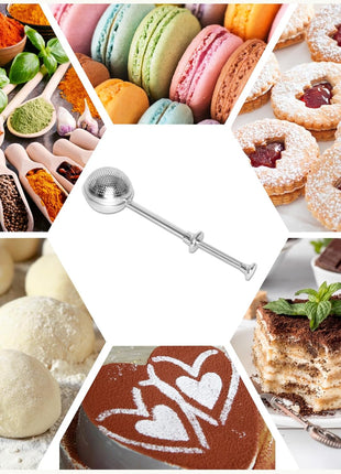 HULISEN Flour Duster for Baking, One Handed Operation, 304 Stainless Steel Powdered Sugar Shaker Duster, Pick Up and Dust Flour Sifter, Gift Package