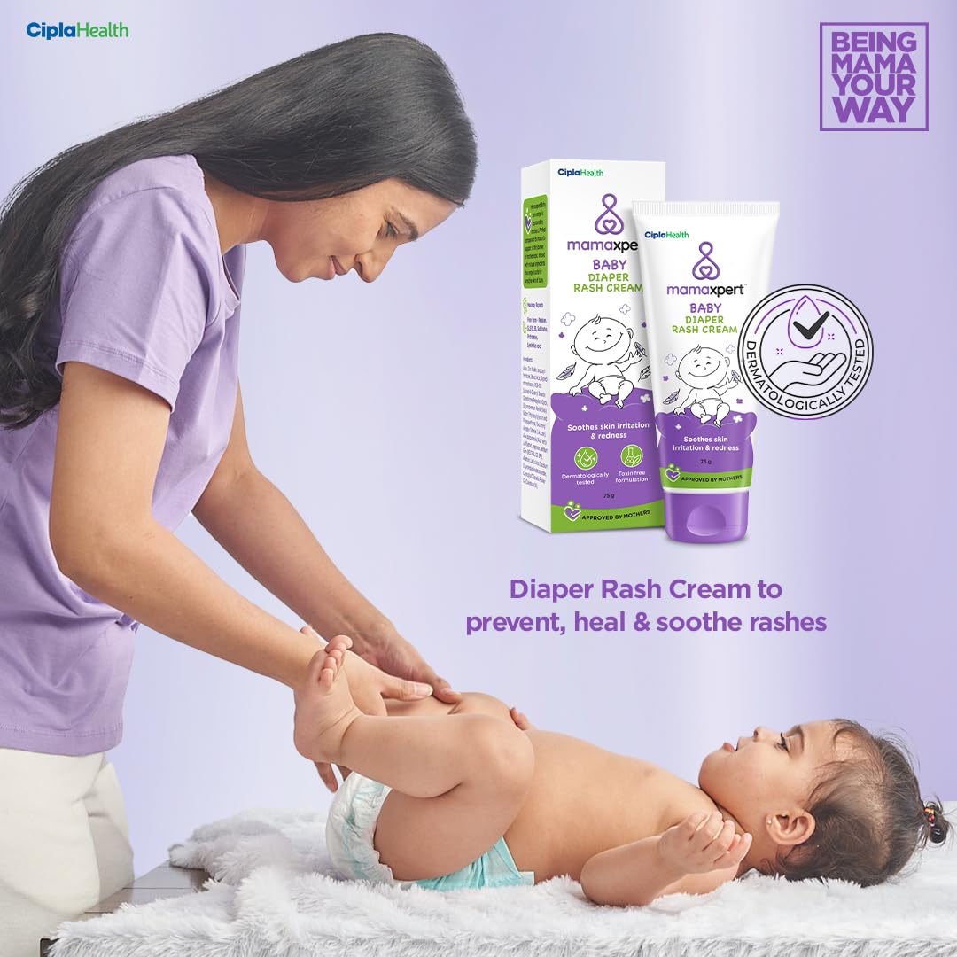 Cipla Mamaxpert Baby Diaper Rash Cream, Made by Experts, Approved by Mothers 75gm (Pack of 2)