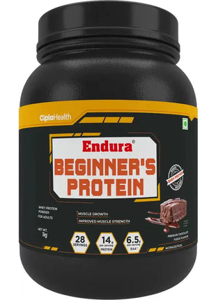 Endura Gym Beginner's Protein Powder | For Muscle Growth | Muscle Strength | Choco Fudge Flavour | 1Kg