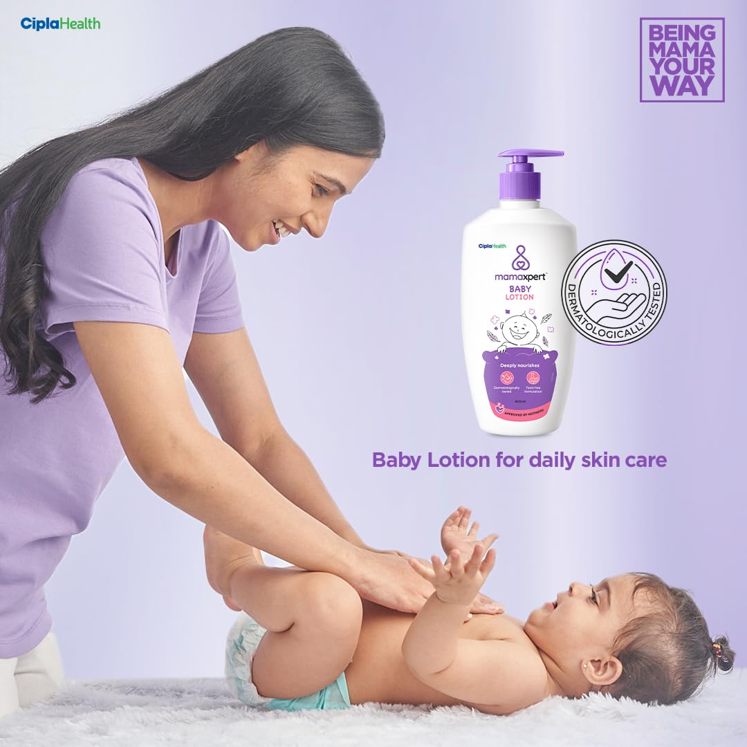 Cipla Health Mamaxpert Baby Lotion 400ml | Dermatologically tested | Baby lotion that nourishes baby's skin | 0-5 Years